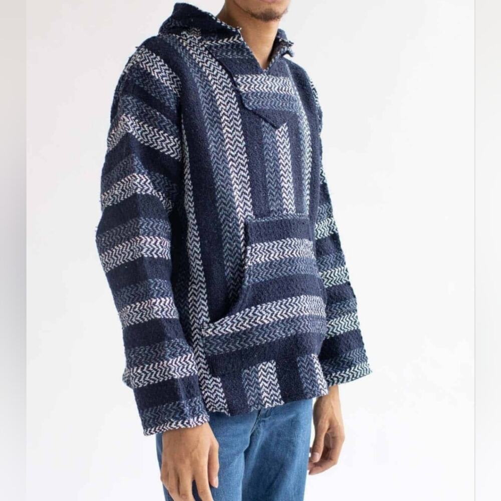 Baja Joe Ron Jon Surfer Poncho Hoodie Medium Blue Pullover